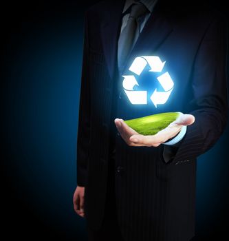 Reuse, reduce, recycle poster design. Include reuse symbol image