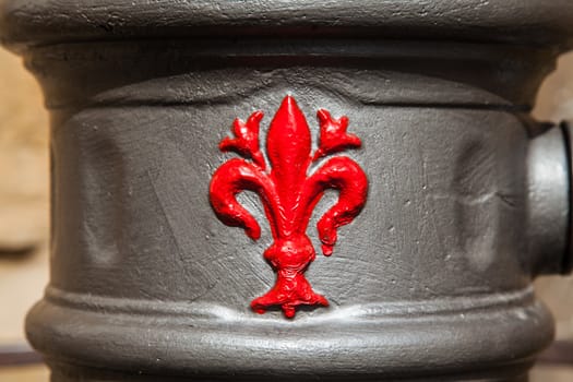 The crin, Florence symbol, on a classical florentine fountain