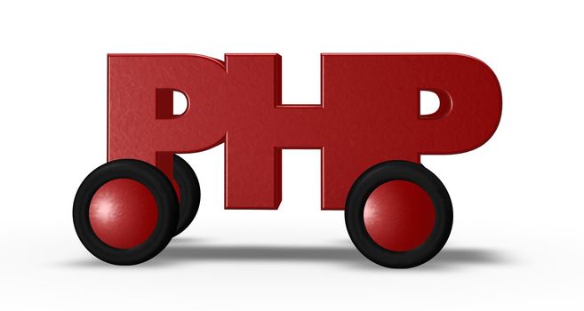 php tag on wheels - 3d illustration