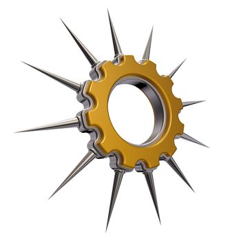 gear wheel with prickles on white background - 3d illustration