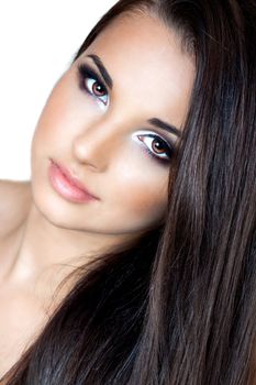 a close up portrait of a brunette beautiful girl 