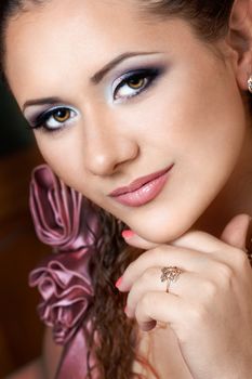 a close up portrait of a brunette beautiful girl 