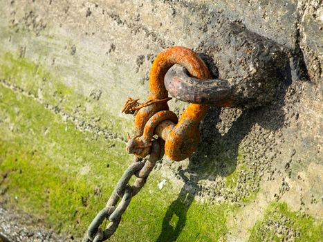 old rusty chain in the port