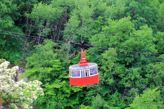 Image of funicular in Caucasus mountains