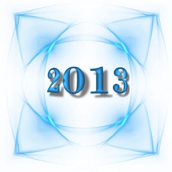 year 2013 text design in abstract blue background