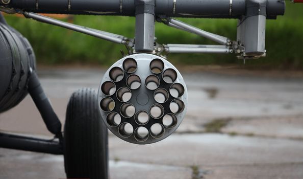 suspension container with rockets weapon attack helicopter