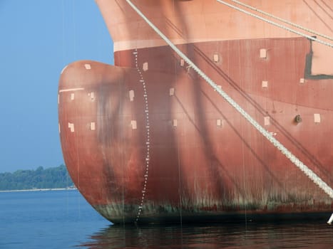 bow of a new boat in the shipyard