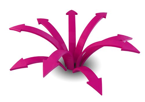 Pink arrows on white background