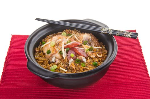Claypot chicken rice. asia chinese food