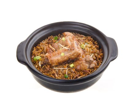 Claypot pork rice. asia chinese food