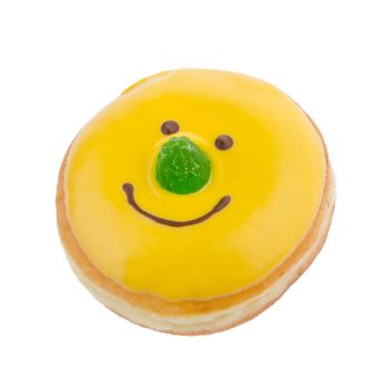 Donut, funny donut face on the background