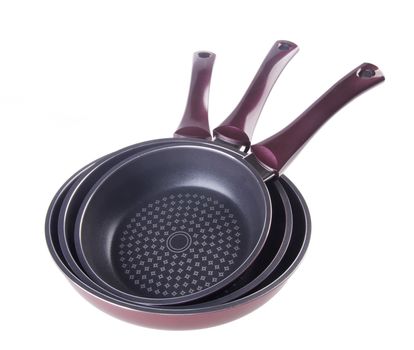 pan, metal frying pan, on a white background