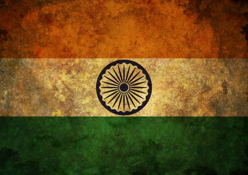 Illustration of a grunge worn Indian flag