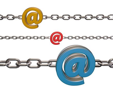 metal chain with email symbol - 3d illustration