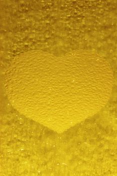 frozen golden heart with crystals in 3d