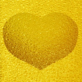 frozen golden heart with crystals in 3d
