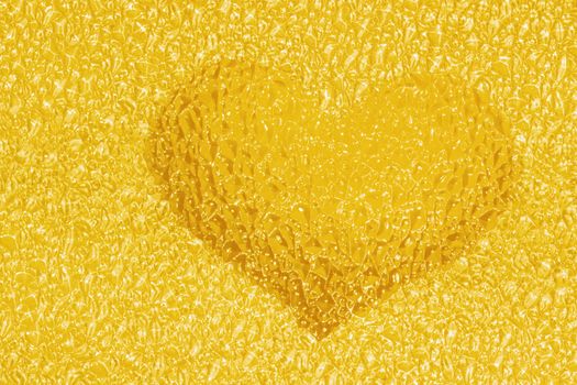 frozen golden heart with crystals in 3d