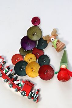 Button Christmas tree and funny toys 