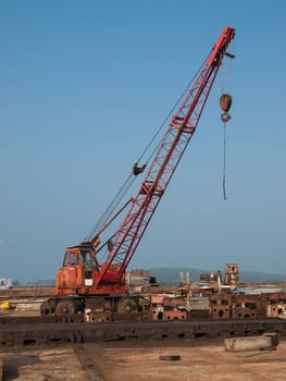 old crane on the vehicle