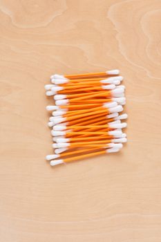 Ear sticks scattered on a table