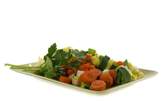 soup package with raw vegetables