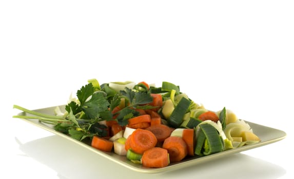soup package with raw vegetables