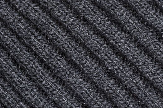 Close up shot of black wool fabric texture