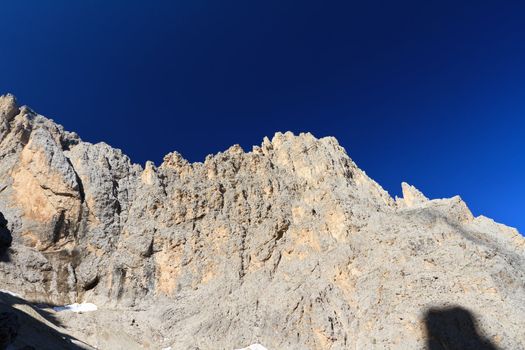 early morning on Dolomites, Sassolungo group, Italy