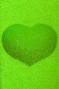 frozen emerald (green) heart with crystals in 3d