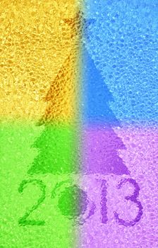 Closeup shot of Christmas tree crystal background