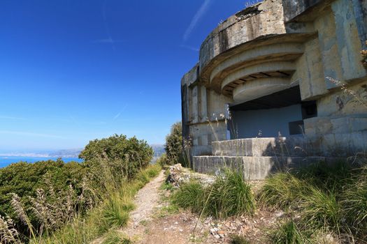 second world war fortification over Mediterranean sea, Liguria, Italy
