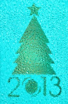 Closeup shot of Christmas tree crystal background