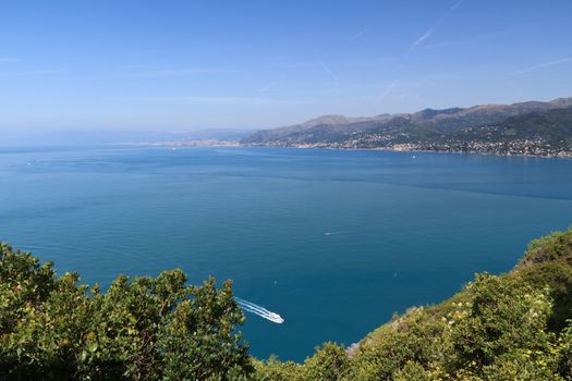 aerial view of Genoa Gulf, Liguria, Italy 
