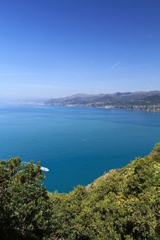 aerial view of Genoa Gulf, Liguria, Italy - vertical composition