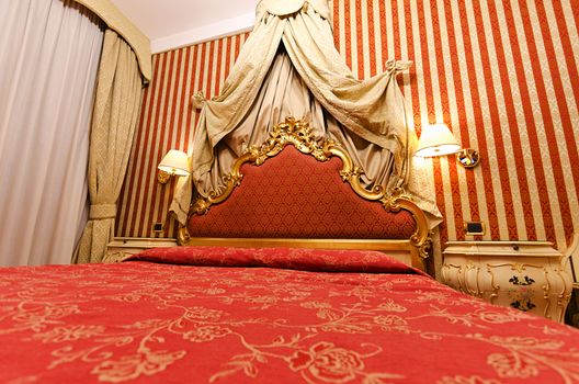 Double bed in the modern room