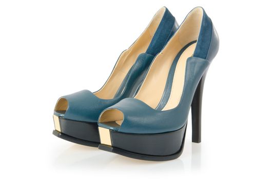 Blue shoes isolated on the white