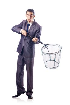 Businessman in business concept with net