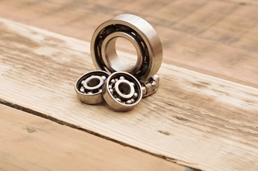 steel ball bearings on wooden table