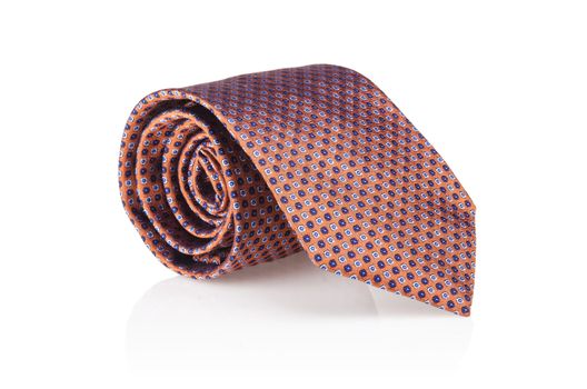 Elegant silk male tie ( necktie ) on white