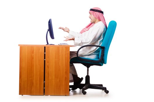 Arab businessman in business concept on white