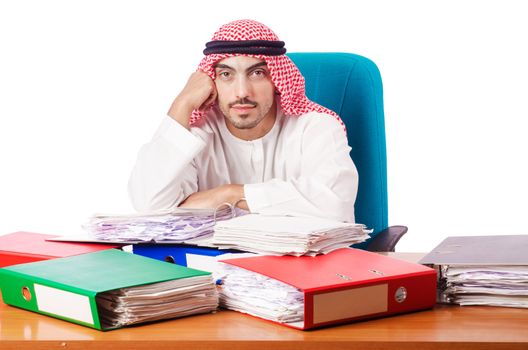 Arab businessman in business concept on white