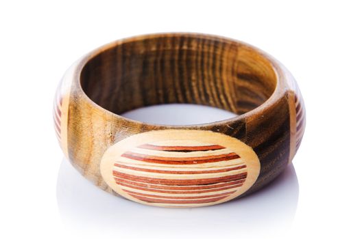 Wooden bracelet isolated on the white