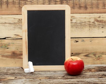red apple on chalkboard, add text to chalkboard