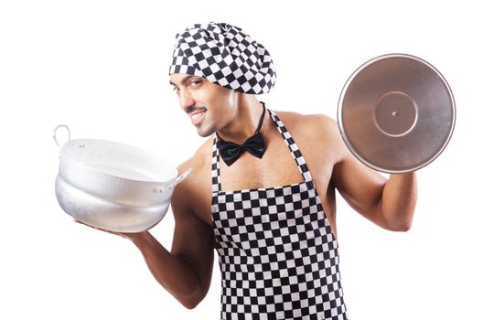 Sexy male cook isolated on the white