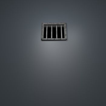 riveted metal prison window - 3d illustration