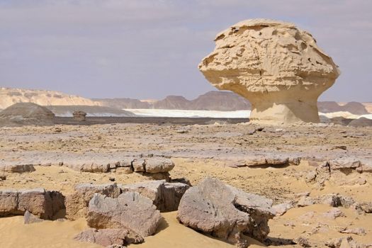 White desert in Egypt with sandstone