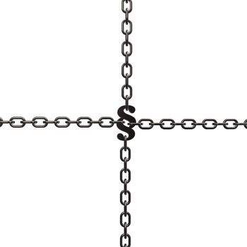 chains with paragraph symbol on white background - 3d illustration
