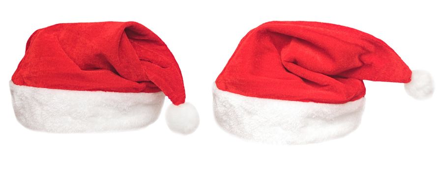 Santa red hat isolated in white background .set