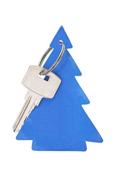 key with blank tag in the form of a Christmas tree