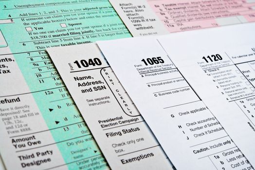 U.S. Income Tax Return forms 1040,1065,1120